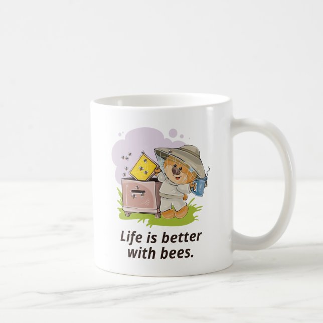 Taza De Café La vida es mejor con las abejas (Derecha)