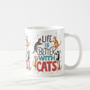 Taza De Café La vida es mejor con los gatos