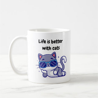 Taza De Café La vida es mejor con los gatos mug