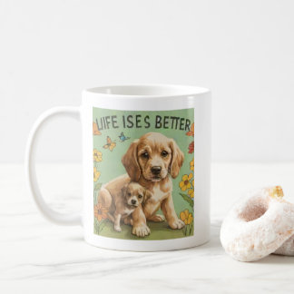 Taza De Café la vida es mejor con los perros