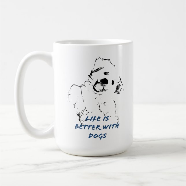 Taza De Café La vida es mejor con los perros Regalo de Mug (Izquierda)