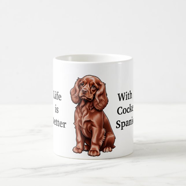 Taza De Café La vida es mejor con un café español de Cocker (Centro)