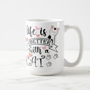 Taza De Café La vida es mejor con un eslogan de citas gatas