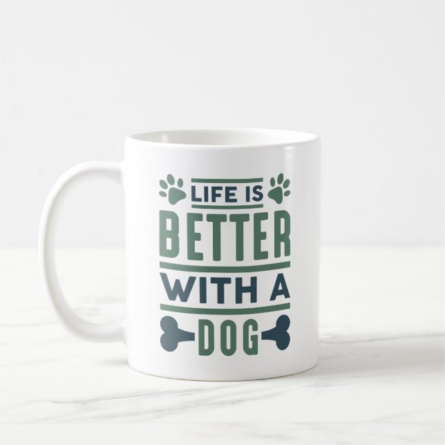 Taza De Café La Vida Es Mejor Con Un Perro (Izquierda)
