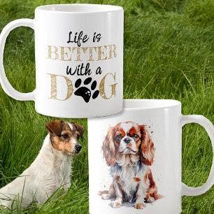 Taza De Café La vida es mejor con un perro king Charles spaniel