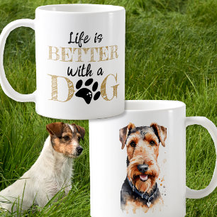 Taza De Café La vida es mejor con un perro regalo de Airedale t