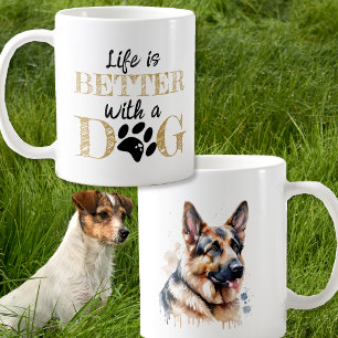 Taza De Café La vida es mejor con un perro regalo pastor alemán