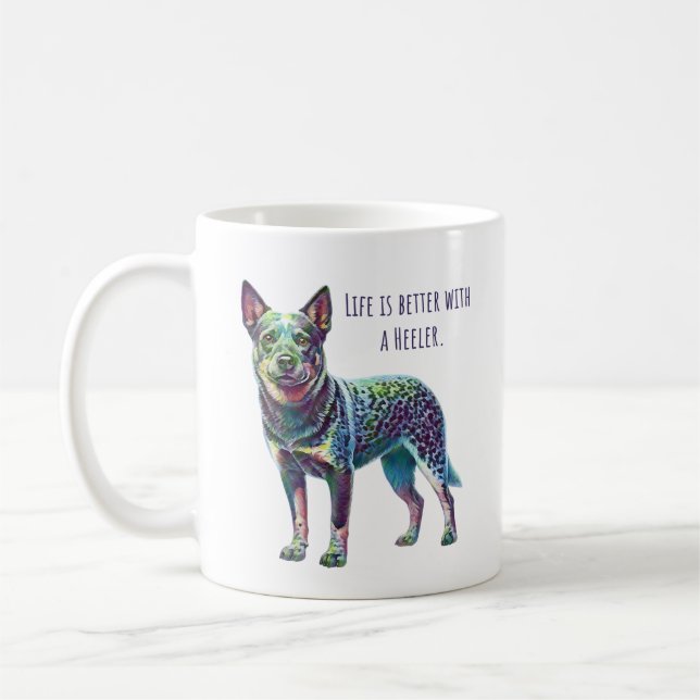 Taza De Café La vida es mejor con un perro sanador azul (Izquierda)