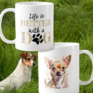 Taza De Café La vida es mejor con un regalo de Chihuahua de per