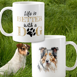 Taza De Café La vida es mejor con un regalo de collie de perro