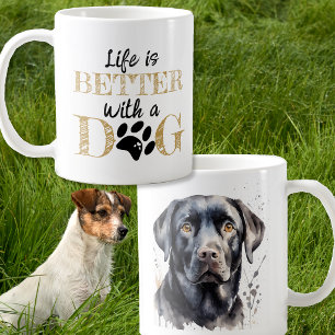 Taza De Café La vida es mejor con un regalo de Labrador negro