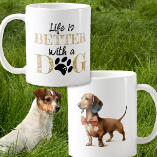 Taza De Café La vida es mejor con un regalo de perro dachshund
