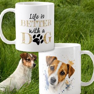 Taza De Café La vida es mejor con un regalo de perro Jack Russe
