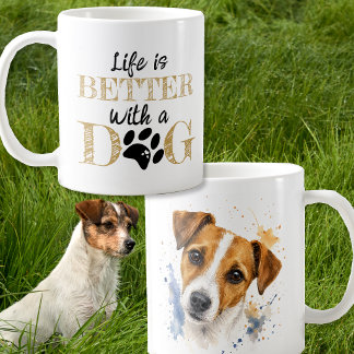 Taza De Café La vida es mejor con un regalo de perro Jack Russe