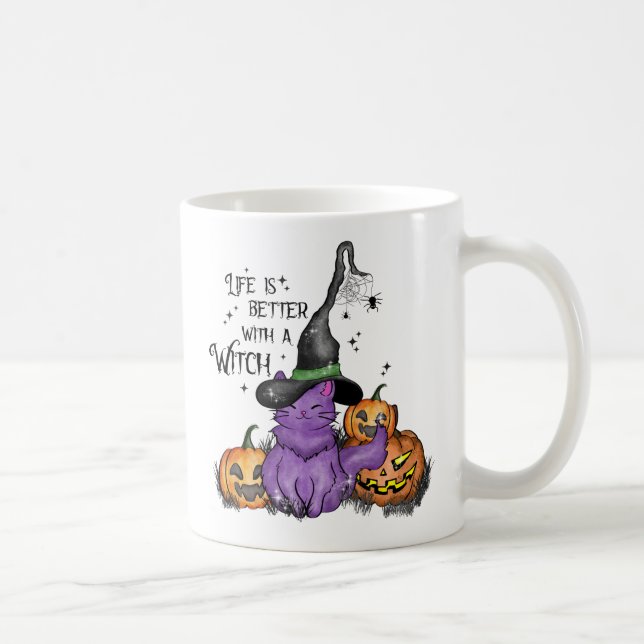 Taza De Café La vida es mejor con una bruja (Derecha)