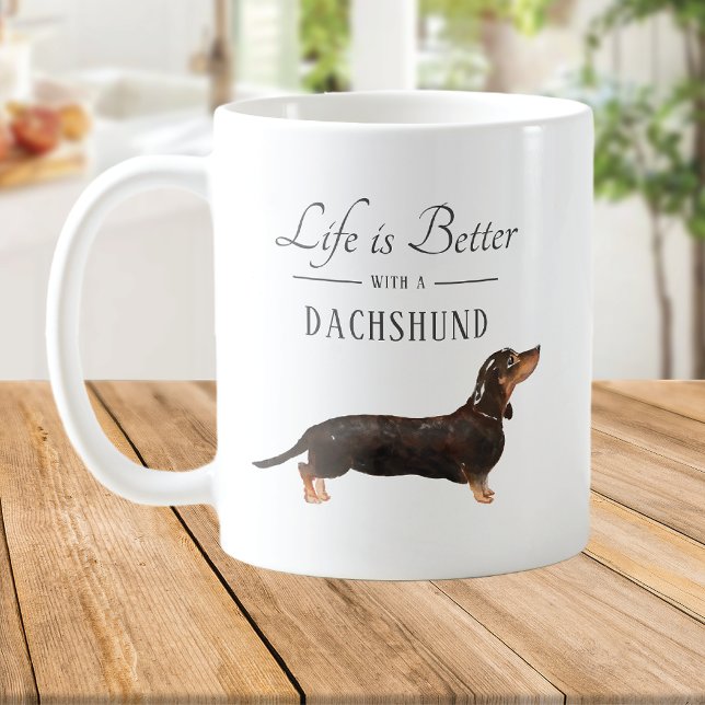 Taza De Café La vida es mejor Dachshund (Subido por el creador)