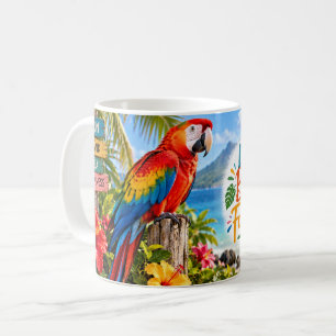 Taza De Café La vida es mejor en color loro