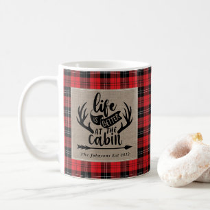Taza De Café La vida es mejor en el Bufalo de Cabina Plaid Burl
