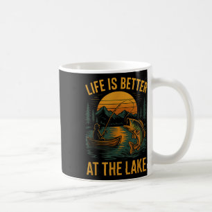 Taza De Café La vida es mejor en el lago – Naturaleza de pesca 