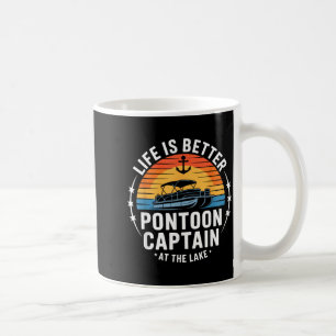 Taza De Café La vida es mejor en el lago ntoon Capitán Navegand