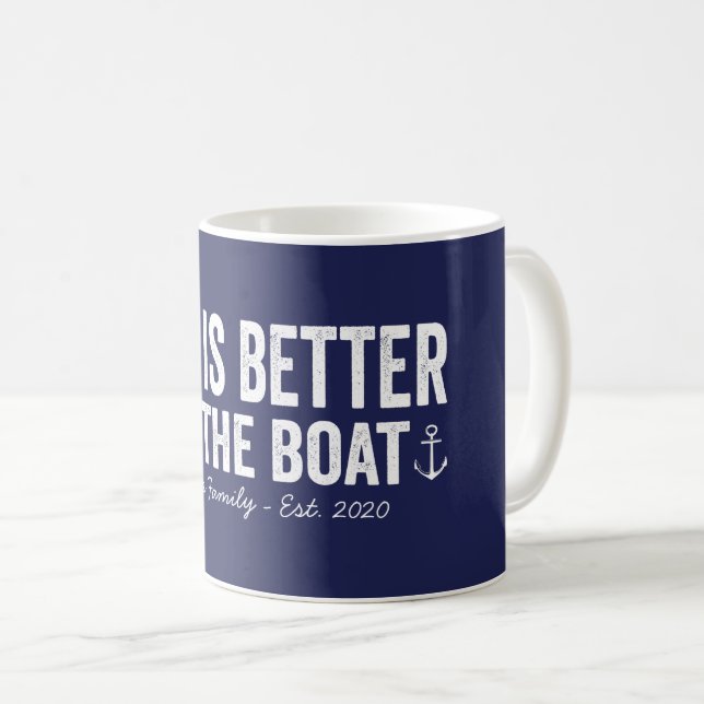 Taza De Café La vida es mejor en la barca| Armada (Anverso derecho)