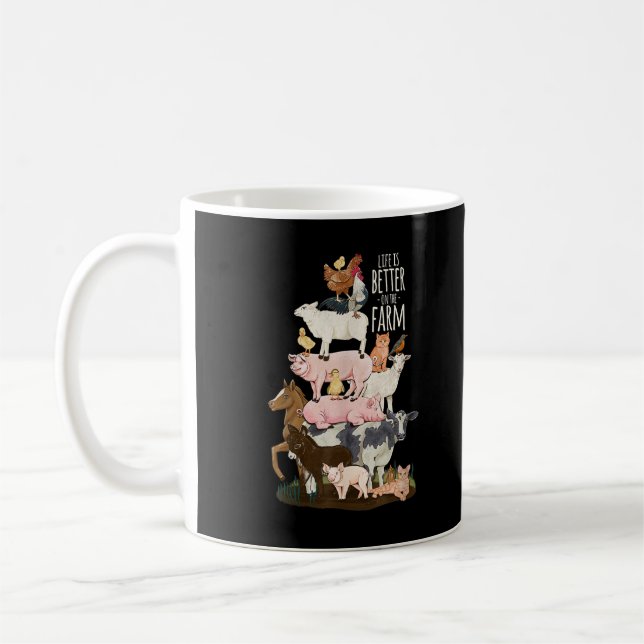 Taza De Café La vida es mejor en la granja, los animales comest (Izquierda)