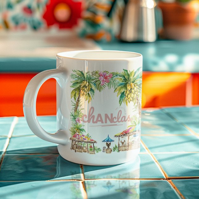 Taza De Café La vida es mejor en la palmera tropical de Chancla (Subido por el creador)