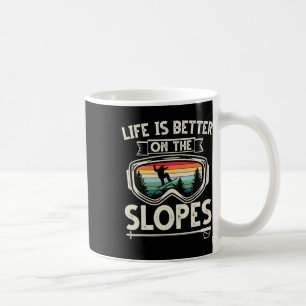 Taza De Café La Vida Es Mejor En La Pista De Esquí Retro Snowbo