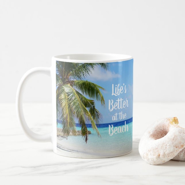 Taza De Café La vida es mejor en la playa (Con donut)