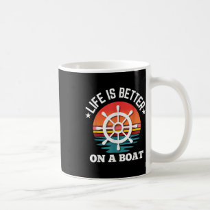 Taza De Café La vida es mejor en una rueda de timón de barco re