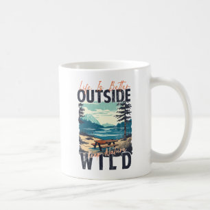 Taza De Café La vida es mejor fuera - Camiseta de aventura natu