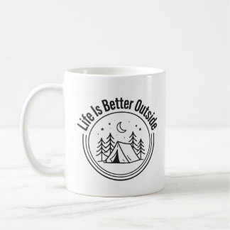 Taza De Café La vida es mejor fuera Diseño de noche de camping