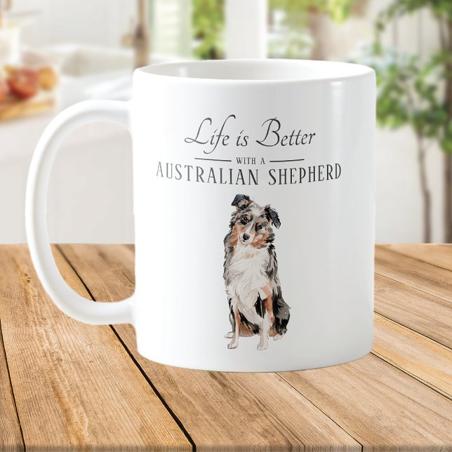 Taza De Café La vida es mejor pastor australiano (Subido por el creador)