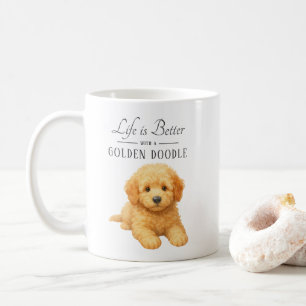Taza De Café La vida es mejor perro dorado
