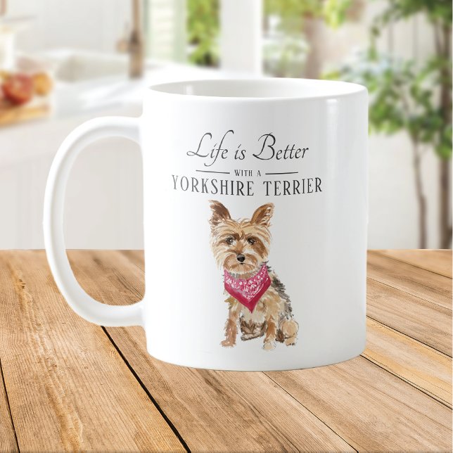 Taza De Café La vida es mejor Yorkshire Terrier (Subido por el creador)