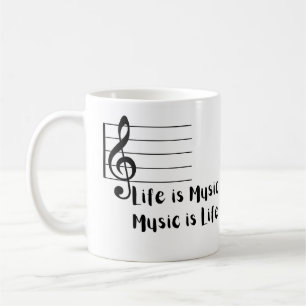 Taza De Café La vida es música, la música es vida