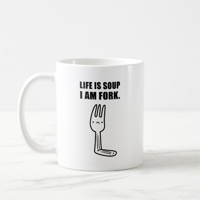 Taza De Café La Vida Es Sopa, Soy Fork Mug (Izquierda)