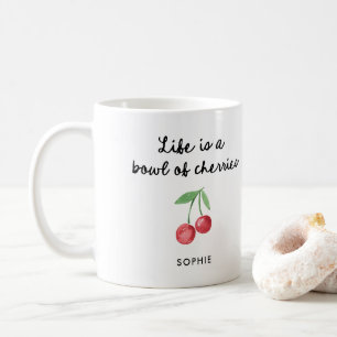 Taza De Café La vida es un bol de cerezas Guión retro de cort