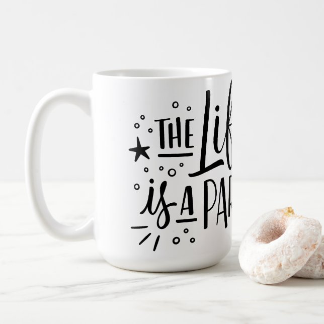 Taza De Café "La vida es un Fiesta" Café cerámico (Con donut)
