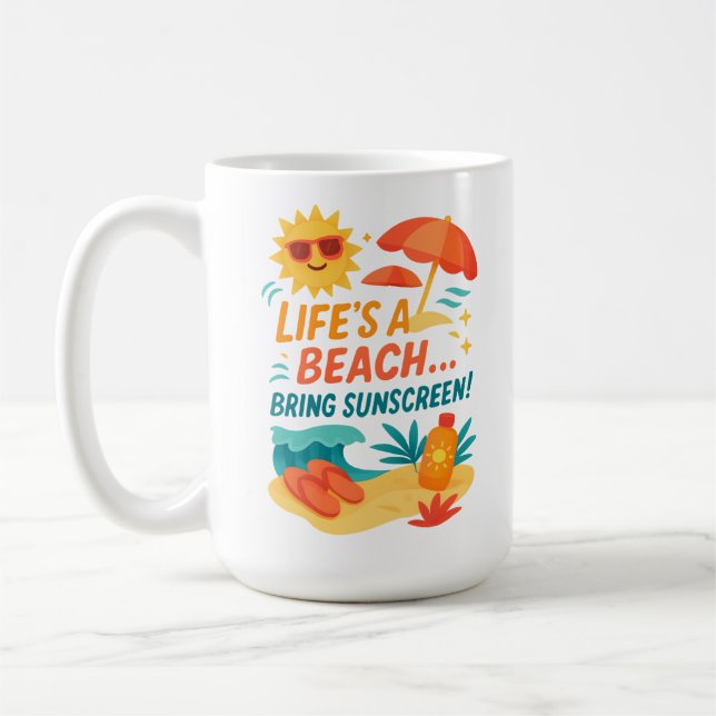 Taza De Café La vida es una playa - Divertido verano protector  (Izquierda)