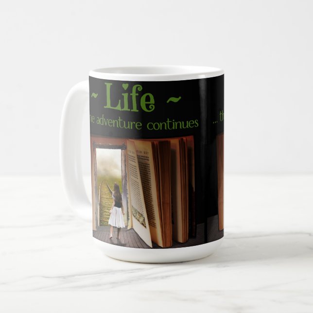 Taza De Café La vida, la aventura continúa (Anverso izquierdo)