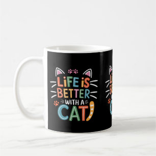 Taza De Café La vida mejor con un gato gatito dueño de gatos, m