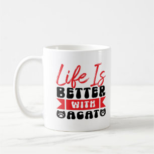 Taza De Café La vida roja y negra es mejor con un gato lindo
