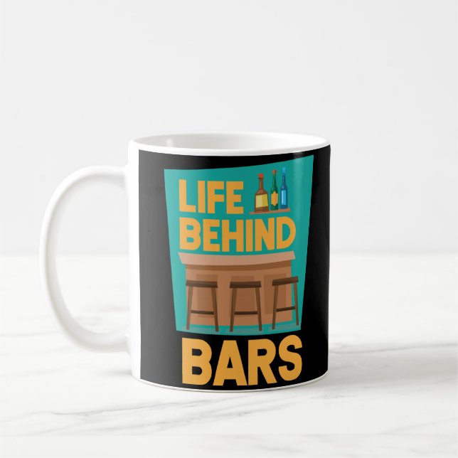 Taza De Café La vida tras las rejas Funny Bartender Mixólogo (Izquierda)