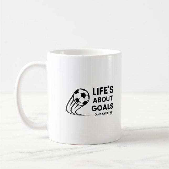 Taza De Café La vida trata de objetivos y ayuda al fútbol graci (Izquierda)