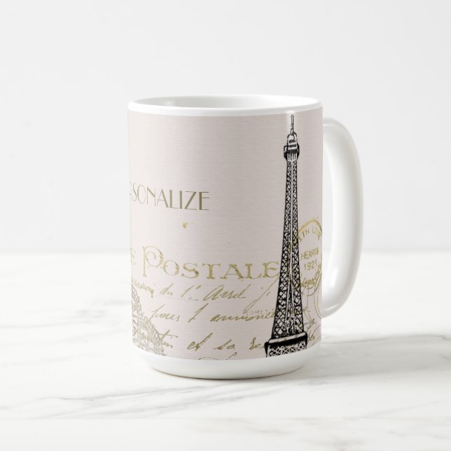 Taza De Café La Vieja Torre Eiffel de París personalizada (Anverso derecho)