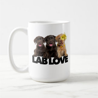 Taza De Café Lab Love labrador retriever chocolate amarillo neg