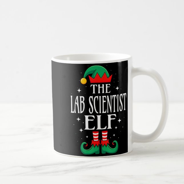 Taza De Café Lab Scientist Elf Job Title Funny Christmas Matchi (Derecha)
