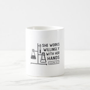 Taza De Café Lab Tech Que Trabaja Con Voluntad En Técnico De La