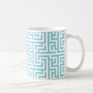 Taza De Café Laberinto blanco y azul claro